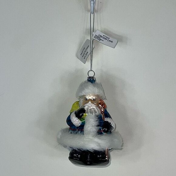 Holiday Lane Burgundy & Blush Plaid Clad Santa Christmas Ornament - Picture 2 of 8